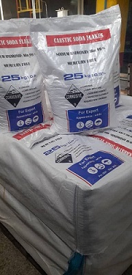 Packing of caustic soda
